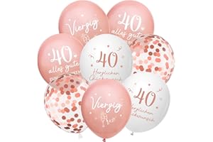 MONTRESTAR Luftballons 40 Jahre Geburtstag, 24 Stück Deko 40. Geburtstags Mädchen Frauen, 40 Alles Gute zum Geburtstag Ballons, Roségold 40. Geburtstagsdeko, 40th Birthday Ballon für Freundin Tochter Mutter