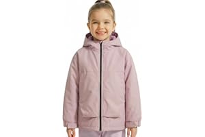 Gogokids Boys Girls Rain Jacket Waterproof Insulated Jacket Kids Raincoat Hooded Windbreakers Warm Outerwear Jackets 4-12Y