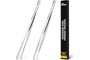 Hotec Grillzange Edelstahl Lang 30CM,Kitchen Kochpinzette,Kochpinzette Edelstahl Küche Verwendbar als Profi Zange Pinzette für Kochen Grillen und Backen - 2er Set