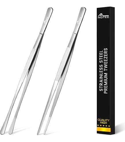 3-teiliges Küchenzangen Set Aus Edelstahl - Spitze, Breite & Gebogene Pinzette Für Grillen & Kochen