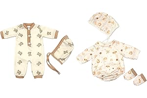 ZWOOS Vestiti per Bambole 35-43 cm, Pagliaccetto Carino con Cappello Compatibile con Baby Born, Baby Annabell e Altri, Regali per Ragazze Bambini, Confezione da 2
