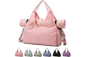 RUYI Torba sportowa, damska torba do jogi, duża torba podróżna z kieszenią na buty i wieloma kieszeniami, wodoszczelna torba do noszenia na matę do jogi, lekka torba weekendowa, torba treningowa do uprawiania sportu, podróży, jogi, A - Ró?owy, 49CM*25CM*21CM