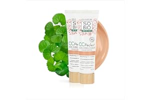 SO'BIO ÉTIC LÉA NATURE SO BiO étic| CC Crème Color Control certifiée Bio - Perfect | Clair | Soin embellisseur | Anti-rougeurs, Anti-fatigue |Centella asiatica bio | Vegan | Made in France | Lot de 2x30 ml