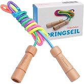 KLEINTOBER Skipping Rope for Boys and Girls - 260 cm Adjustable Rainbow Skipping Rope with Instructions and Medals for Motiva