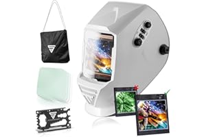 STAHLWERK ST-990 XW Casco per saldatura completamente real colour automatico con funzione 3 in 1, campo visivo extra-large, 7 anni GARANZIA, incl. 5 lenti di ricambio, borsa portaoggetti, nero.