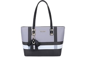 Gallantry - Grand Sac à Main Femme Elégant - Sac Cours Lycée Format A4 Taille XL - Cabas Shopping Rayures Multicolore - Sac Ville Porté Epaule - Fourre-Tout Poches Multiple - Mode Chic