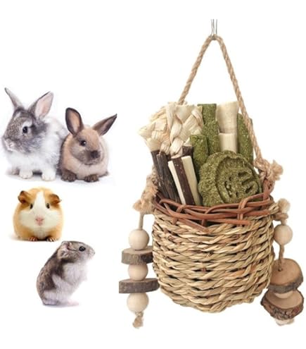 Giocattoli Masticabili Per Conigli E Piccoli Animali - Ramo Di Melo E Torta D'Erba Naturale - Foto 5