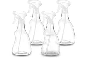 vzaahu Botellas de Spray de Agua Paquete de 4 450 ml Transparente con Bomba Pulverizador de Botella de Plástico de Niebla Pequeña para Plantas Aceite de Limpieza del Cabello