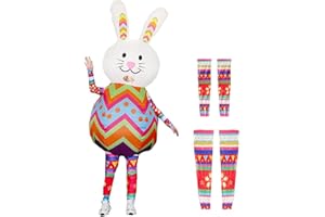 Rafalacy Inflatable Easter Bunny Costume for Adult Inflatable Easter Egg Costume Funny Rabit Costume Suit Easter Fancy Dress