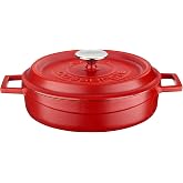 Lava Metal Spring Serisi - D&ouml;k&uuml;m &Ccedil;ok Ama&ccedil;lı Tencere, Yuvarlak, 24 cm, Mat Emaye, Parlak Siyah Taban, Kırmızı
