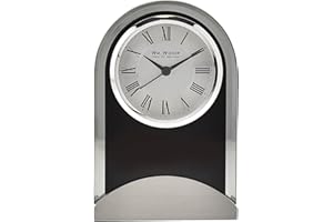 WIDDOP AND CO Mantel Clock Arched Glass & Aluminium Base Quartz by Wm Widdop W2912