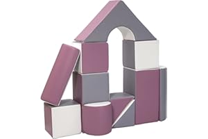 Velinda Conjunto de 11 Bloques de Espuma para el Juego, guarderías, Salas de Juego (Color: Blanco, Gris, Violeta)