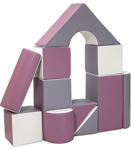 Set 4 Mattoni Schiuma Morbida Per Bambini - Blocchi Gioco Sicuri Per Costruzioni Creative (Bianco/Grigio) - Foto 5