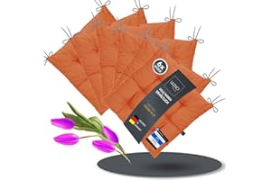 LILENO HOME Linda FUM Lot de 6 coussins de chaise 07 Terracotta (40 x 40 x 6 cm) – Coussins d'assise pour jardin, cuisine ou salle à manger – Résistant aux UV pour l'intérieur et l'extérieur