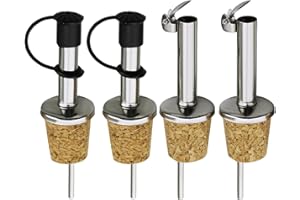 DHSBGWSX 4 tappi per vino in sughero con versatore flip top, tappi per bottiglie di olio, tappi per bottiglie di vino, tappi per bottiglie di vino e olio, tappi di ricambio