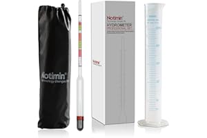 Notimin Hygromètre Winzer pour vin de brassage domestique, vin de fruits, bière, la teneur en sucre, la teneur en alcool avant la fermentation (contient un cylindre mesureur)