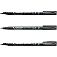 STAEDTLER Lumocolor Fine Permanent Marker Pens - Waterproof Smudge Resistant Quick Dry CD DVD OHP - Black - Pack of 3