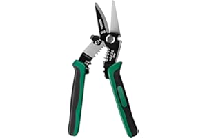 Forbice Elettricista, Pinze Spelafili, KLEHOPE Funzione 3 in 1 Forbici Elettricista Professionale, Tagliare, Spellare, Crimpare - Pinza Multifunzione per Tagliare Fili, Cavi, Cuoio, Rami