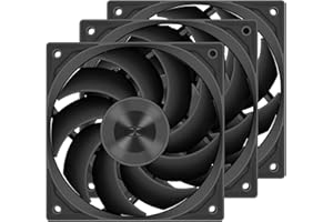 PCCOOLER F5 R120 Ventilateurs de boîtier, 120mm PWM 4 broches FDB Fan, ventilateur de boîtier PC en chaîne Daisy de 2200 RPM, ventilateur de boîtier PC à 3 modes 86 CFM 3.2 mmH2O, noir - 3 pack