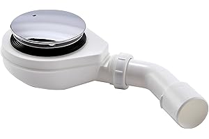 KOOBON Sifone piatto doccia 90 mm, con filtro antiodore e filtro per capelli, set di scarico doccia e arco di scarico DN 40/50 mm, copertura cromata