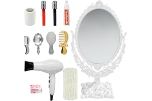 SALGIA Accesorios de Baño para Casa de Muñecas, 12pcs Decoración de Casa de Muñecas Miniatura, 1:12 Miniaturas Espejo Accesorios para Muebles de Casa (B)