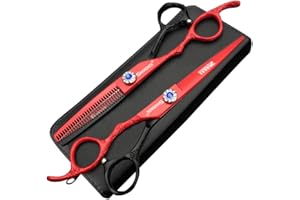 AXEMOORE Porfessional Linkshänder Haarschneideschere 6 Zoll Edelstahl Haarschere Scharfe Schere zum Haarschneiden Gut für Friseure, Männer, Frauen und Kinder (2-teiliges Set-B)