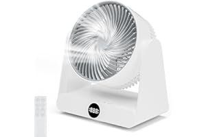 GUKKK Ventilateur Ultra Silencieux 28DB, Circulateur d'Air de Table Bureau 12 Vitesses, 12h Minuterie, Télécommande, Inclinaison Réglable, Chambre/Bureau