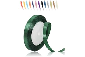 MORAINJAY 10mm Ribbon,23M Dark Green Satin Ribbon for Gift Wrapping,Wedding Car Ribbon,Ribbon Roll for Flower Bouquets,Cake Box and Crafting,Color Ribbon for DIY or Birthday,Chrismas Party Decorations