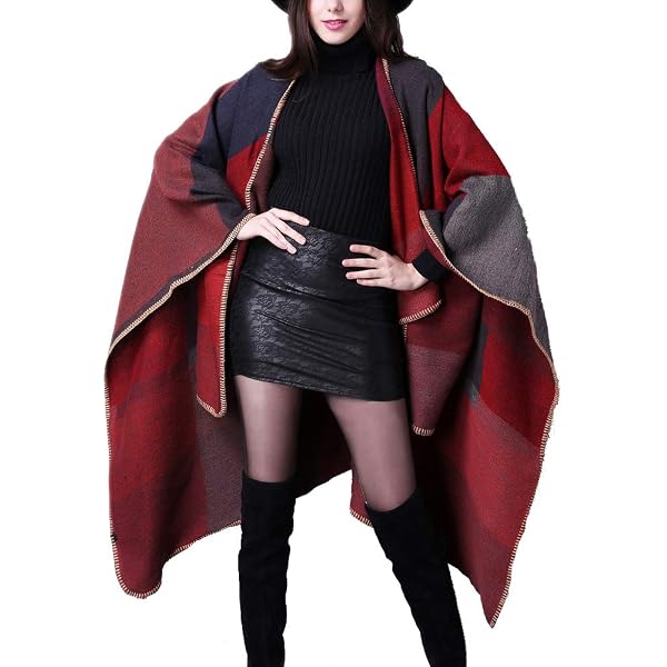 Cape Poncho Femme Longue Avec Capuche - Tranchée Ouverture Frontale - Cardigan Grande Taille Automne Hiver