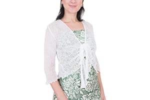 Mimosa Damen gehäkelter Bolero offener Cardigan Glitzer oder einfarbige super Dehnbare Spitzen-Fischnetz-Strickjacke Normal und Übergröße