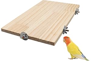 DNOIFNE 34,5 x 20 cm Große Vogelplattform aus Naturholz, Natürliche Holz Haustierkletterplattform, Kleintierkäfigzubehör für Papageien, Wellensittiche, Nymphensittiche, Ratten, Hamster, Meerschweinchen