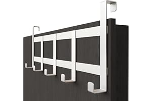 Menz Porte-manteau pour porte, blanc - crochet porte en acier inoxydable, facile à fixer - attache solide, support pratique