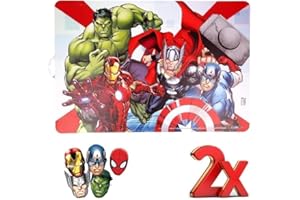 ILS I LOVE SHOPPING 2 pezzi Tovaglietta Americana Plastificata Sottopiatto per colazione e pranzo Bambini (per HULK AVENGERS)