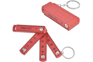 SEPTPENTA Règle Pliante en ABS 2 Pièces, Taille Dépliée Environ 50 Cm, Fabrication Exquise, Pliable 10 Fois, Règle Pliable Avec Porte Clés pour La Menuiserie, La Pose de Carreaux(Rouge)