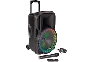 Party Light & Sound - Enceinte Sono Karaoké PARTY15-RGB Bluetooth Portable 800 W Batterie 2 micros USB SD - Soirée Fête Anniversaire Cadeau Sono DJ
