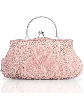 Damen Tasche Clutch Abendtasche Handtasche Schultertaschen Umhängetasche Brauttasche mit Perlen Pailletten Schulterketten...