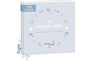 Livre naissance bébé mintkind® "Ma première année" baleine | Livre de naissance personnalisé | Cadeau nouveau-né pour fille et garçon | Journal de naissance à partir de 0 mois | Album de naissance