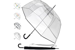 COLLAR AND CUFFS LONDON Windproof Strong Dome Umbrella Women - Large Automatic Clear Umbrella - StormDefender See Through Dome Canopy - Best for Visibility - Designer Fiberglass