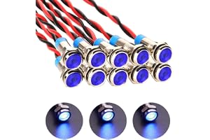 Gebildet 10st 6mm AC/DC 12-24V Vattentät Kabel, LED-Indikatorlampa Set (Blauw)