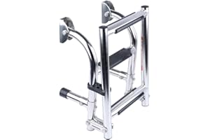 JTYX Manopole per scalette per Barche in Acciaio Inox a 3 gradini 2 + 1 gradini per Montaggio sullo Specchio di Poppa Scala di Poppa Pieghevole scaletta di Estensione Scala Rimovibile
