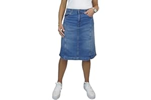 PAULO DUE Knielanger A-Linien-Rock Aus Stretch-Denim Für Damen 36-48