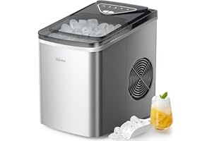 Silonn Eiswürfelmaschine - 9 Eiswürfel in 6 Min, 12 kg/24 Std, Ice Maker Selbstreinigend, Kompakt mit Eiskorb & Schaufel, 2 Größen, Ideal für Küche & Party