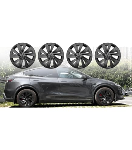 Tesstudio Lot De 4 Enjoliveurs Pour Tesla Model Y Juniper 2025+, 19", Noir Mat