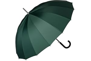 VON LILIENFELD® Ombrello Pioggia Lungo Classico Grande Automatico Donna Uomo Stabile Classico 16 Segmenti Devon verde militare