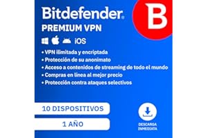 Bitdefender Premium VPN 2024 | 10 Dispositivos| 1 año | PC/Mac/Móvil | Código de activación enviado por email