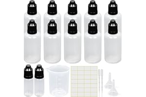 EPISKEY Tropfflasche Leer Plastikflaschen Reiseflasche Liquidflaschen Quetschflaschen Dosier-flaschen mit Kindersicherung Deckel Inkl. Trichter Messbecher Etiketten Transfer Pipette (50ml)