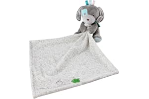 INCHANT Lovely Security Blanket 30 x 29Cm Stuffed Animal Baby Blankie for Girls or Boys,Comforter Blanket Soother Security Blanket (Gray Dog)