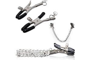 FUTURE OF YOUR PLEASURE SENSUAL Pinzas para pezones ajustables con cadena metálica 30 cm estimulador pezones mujer hombre juguetes sexuales fetiche BDSM pareja principiantes avanzados metal erótico sex toy FOPS I05