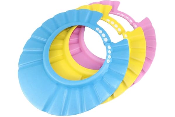 Bonnet de Douche Bébé,3 PCS Visiere Bain Enfant Chapeau Douche Bébé Réglable Shampoing Protégez Bonnet en Silicone pour Le Bain de Bébé Et Le Lavage Des Cheveux