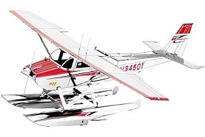 Metal Earth Puzzle 3D idroaereo Cessna 182. Puzzle in metallo di aereo. Macchette per la costruzione per adulti livello moderno di 11,61 x 14,2 x 4,5 cm